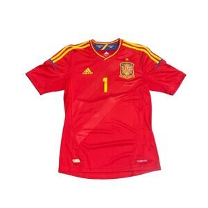 Adidas Spain 2011-12 Home Soccer Jersey Iker Casillas #1 Fifa Goalie World Cup